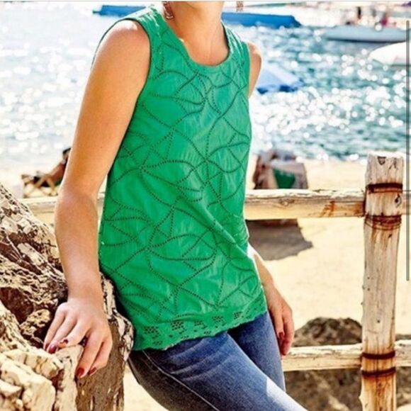 CAbi Tops - Cabi Gemma Eyelet Tank Top Kelly Green